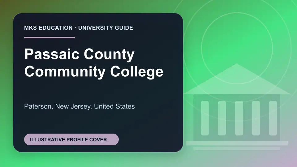 Illustrative MKS Education profile cover for Passaic County Community College in the USA