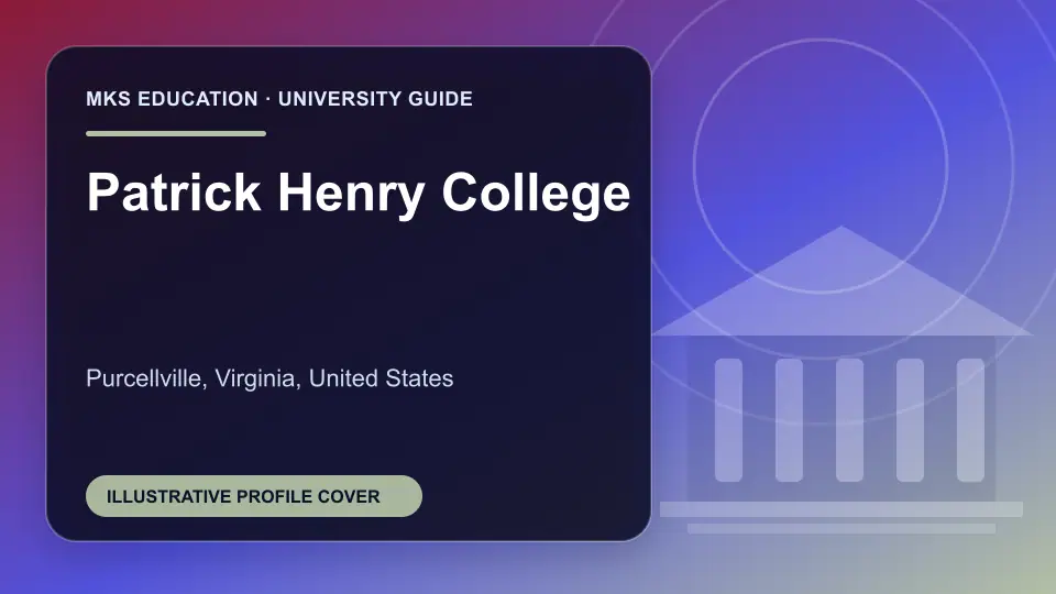 Illustrative MKS Education profile cover for Patrick Henry College in the USA