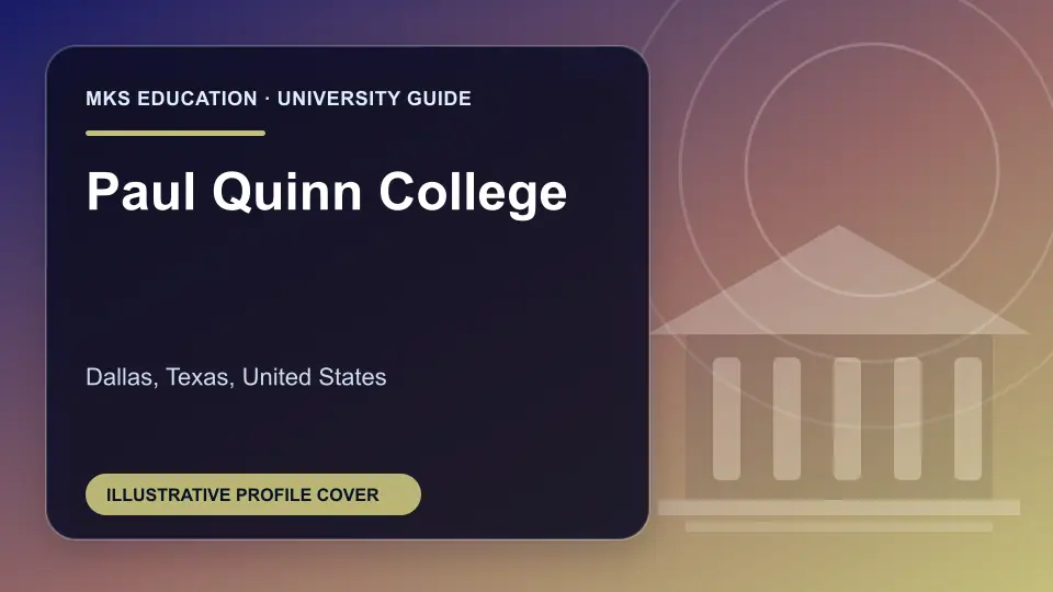 Illustrative MKS Education profile cover for Paul Quinn College in the USA