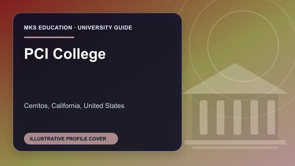 Illustrative MKS Education profile cover for PCI College in the USA