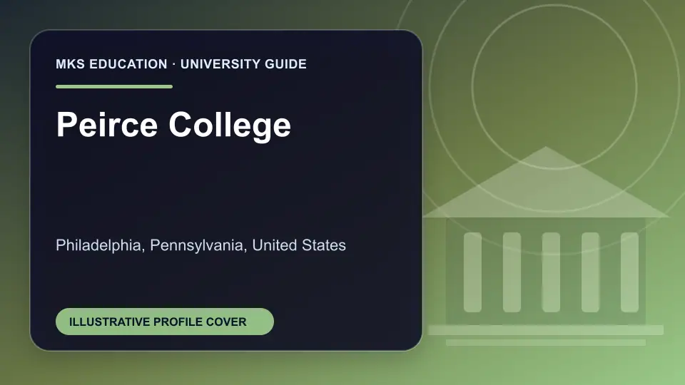 Illustrative MKS Education profile cover for Peirce College in the USA