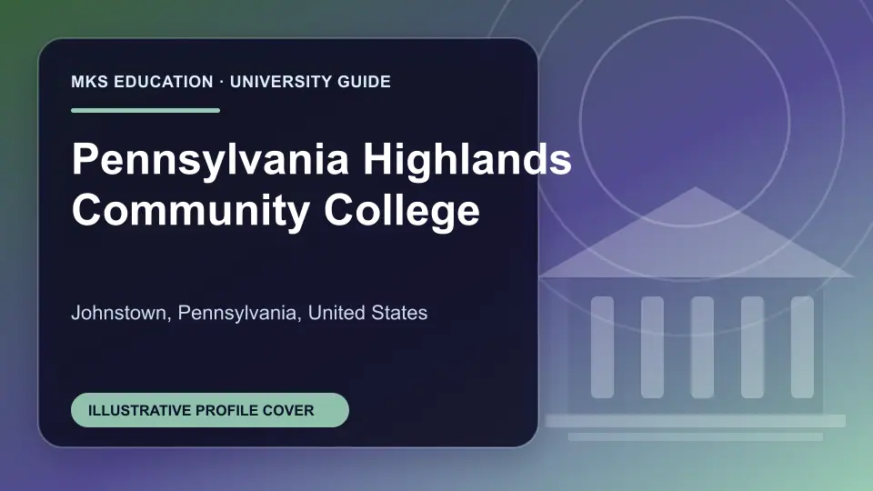 Illustrative MKS Education profile cover for Pennsylvania Highlands Community College in the USA
