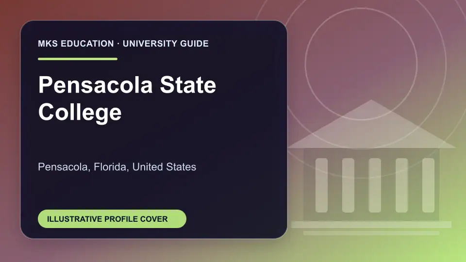Illustrative MKS Education profile cover for Pensacola State College in the USA