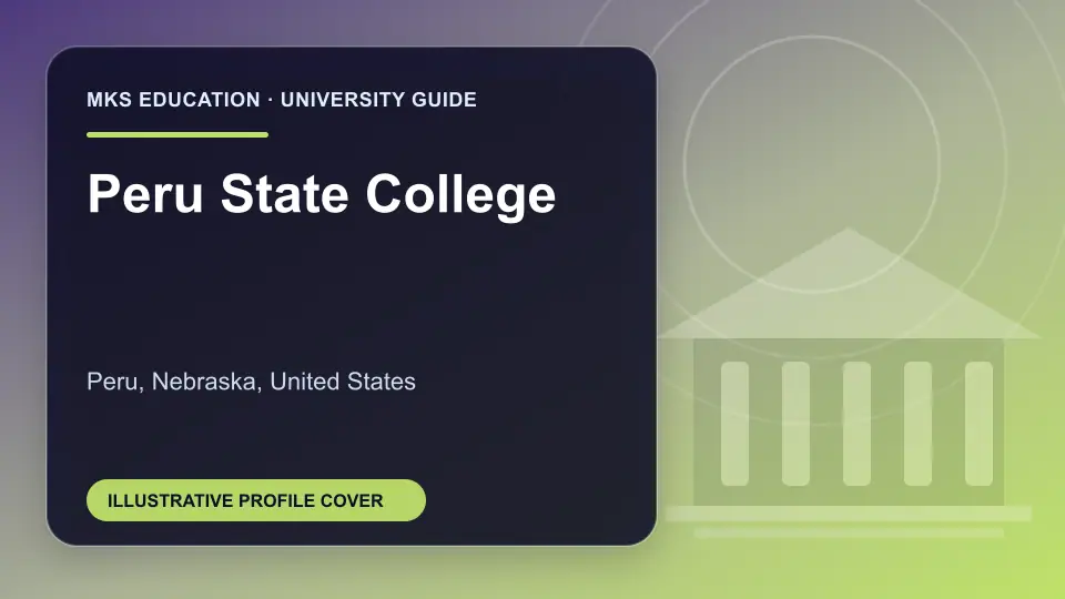 Illustrative MKS Education profile cover for Peru State College in the USA