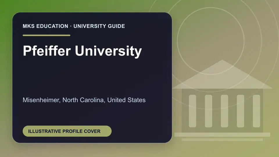 Illustrative MKS Education profile cover for Pfeiffer University in the USA