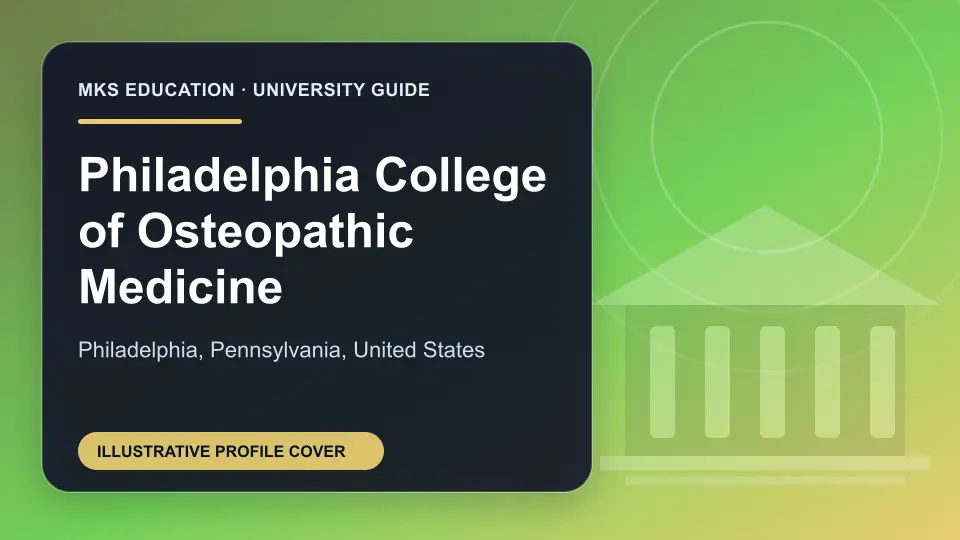 Illustrative MKS Education profile cover for Philadelphia College of Osteopathic Medicine in the USA