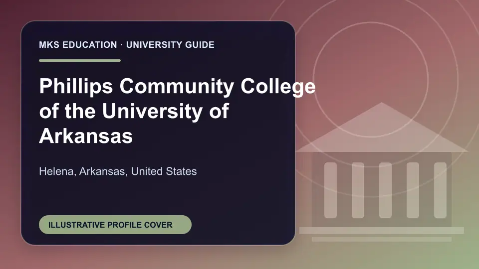 Illustrative MKS Education profile cover for Phillips Community College of the University of Arkansas in the USA