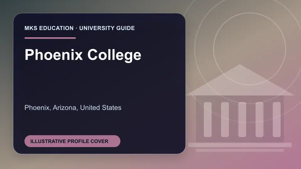 Illustrative MKS Education profile cover for Phoenix College in the USA