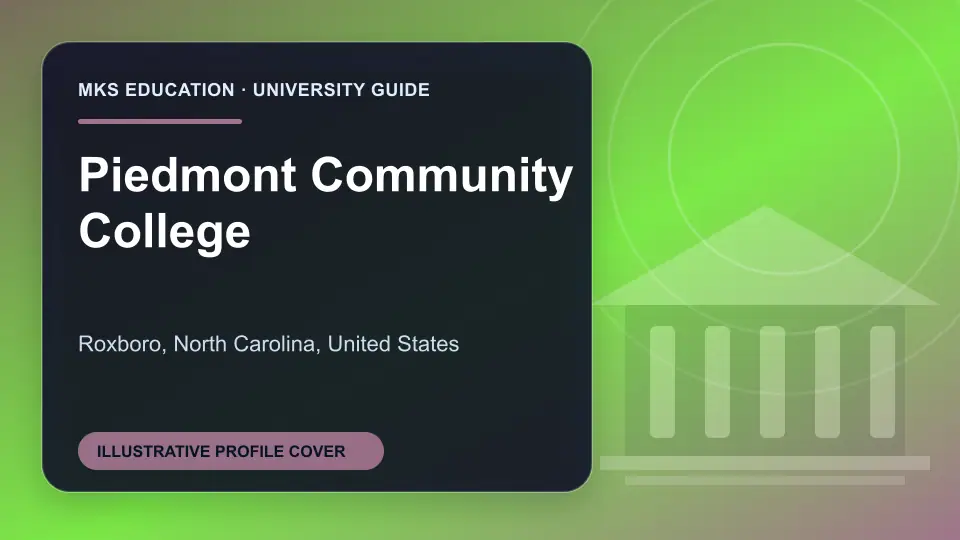 Illustrative MKS Education profile cover for Piedmont Community College in the USA