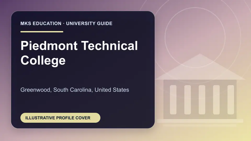 Illustrative MKS Education profile cover for Piedmont Technical College in the USA