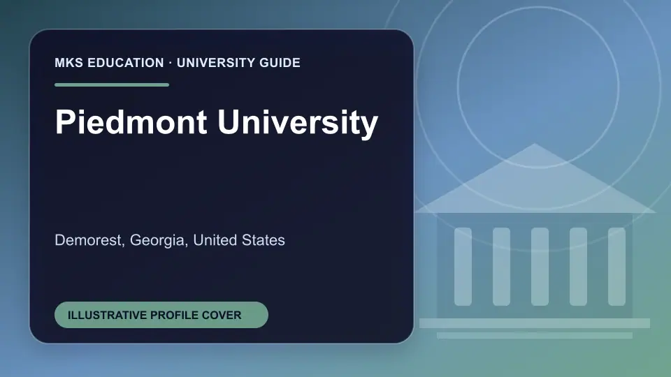 Illustrative MKS Education profile cover for Piedmont University in the USA