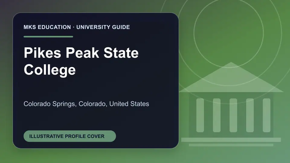 Illustrative MKS Education profile cover for Pikes Peak State College in the USA