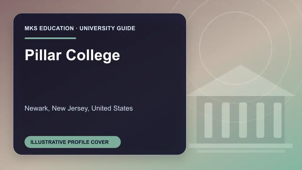 Illustrative MKS Education profile cover for Pillar College in the USA