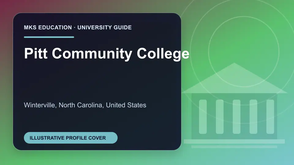 Illustrative MKS Education profile cover for Pitt Community College in the USA