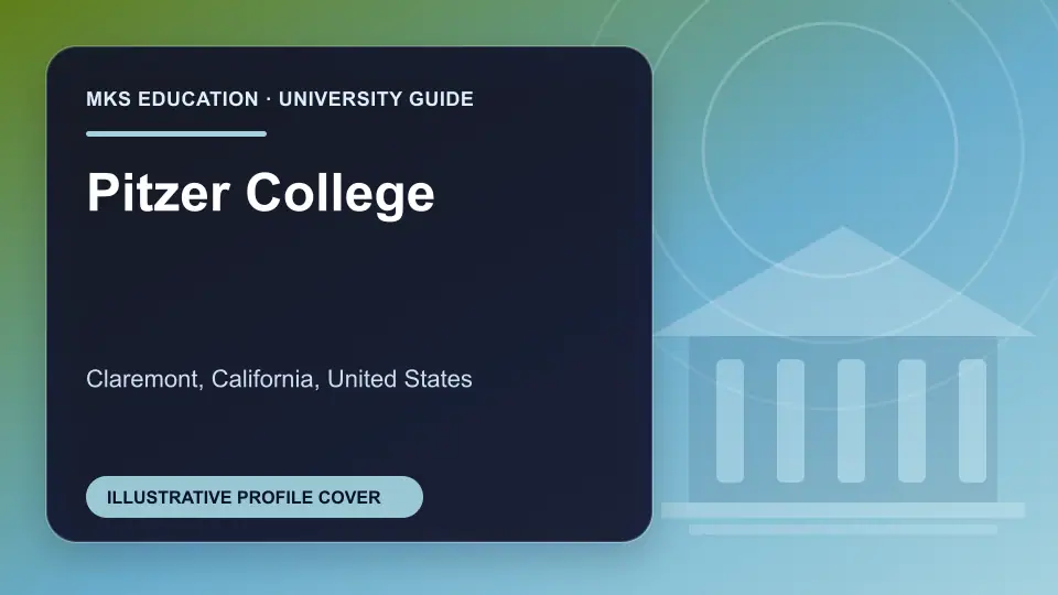Illustrative MKS Education profile cover for Pitzer College in the USA