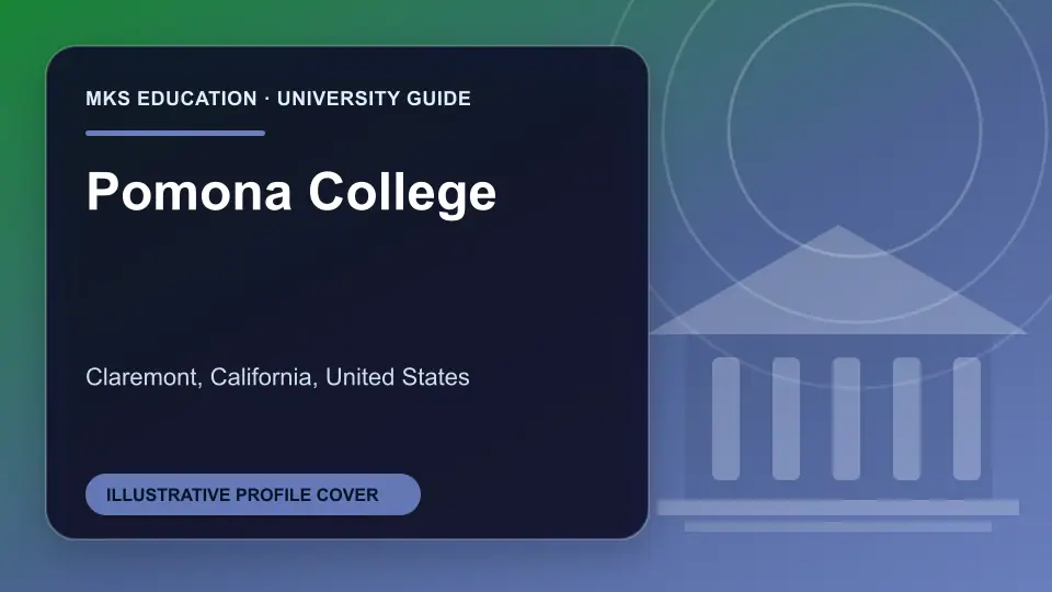 Illustrative MKS Education profile cover for Pomona College in the USA