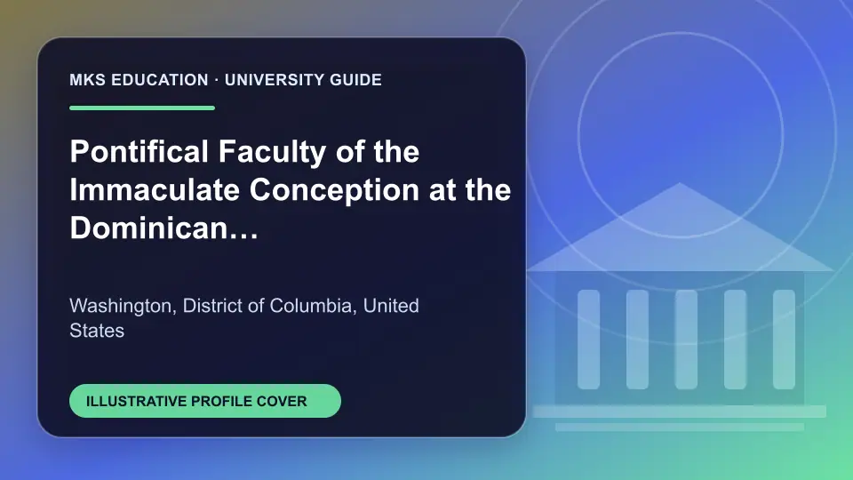 Illustrative MKS Education profile cover for Pontifical Faculty of the Immaculate Conception at the Dominican House of Studies in the USA