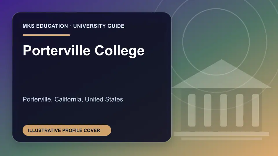 Illustrative MKS Education profile cover for Porterville College in the USA