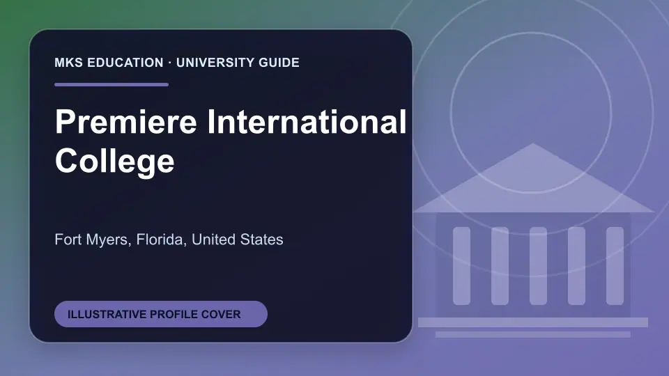 Illustrative MKS Education profile cover for Premiere International College in the USA