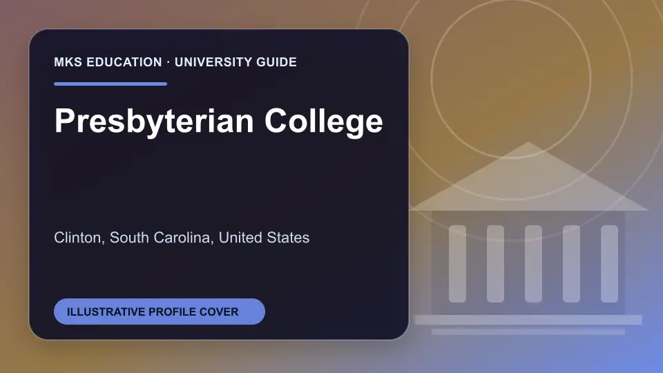 Illustrative MKS Education profile cover for Presbyterian College in the USA