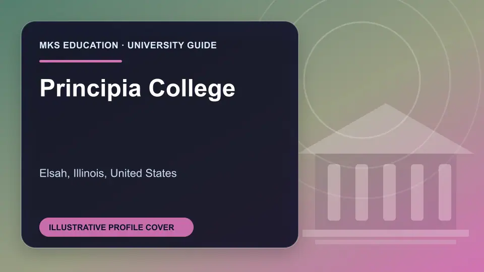 Illustrative MKS Education profile cover for Principia College in the USA