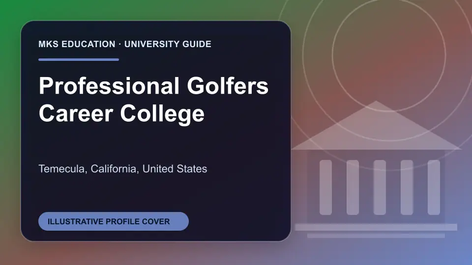 Illustrative MKS Education profile cover for Professional Golfers Career College in the USA