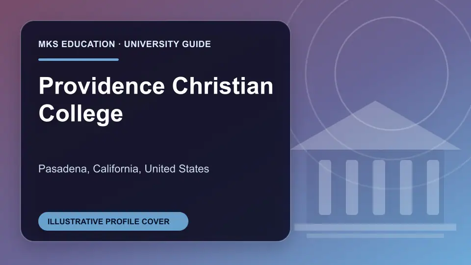 Illustrative MKS Education profile cover for Providence Christian College in the USA