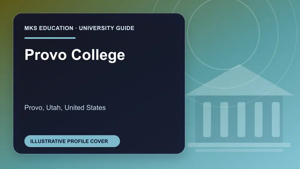 Illustrative MKS Education profile cover for Provo College in the USA