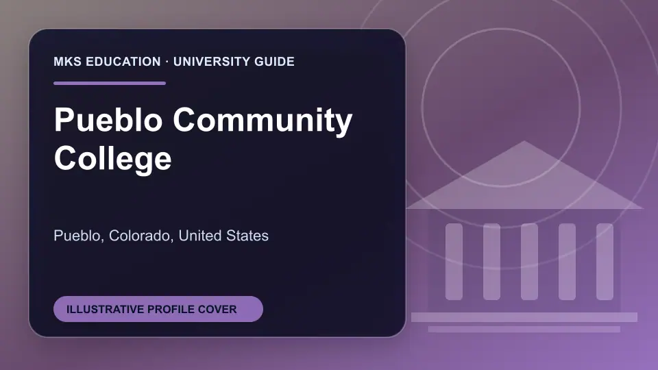 Illustrative MKS Education profile cover for Pueblo Community College in the USA
