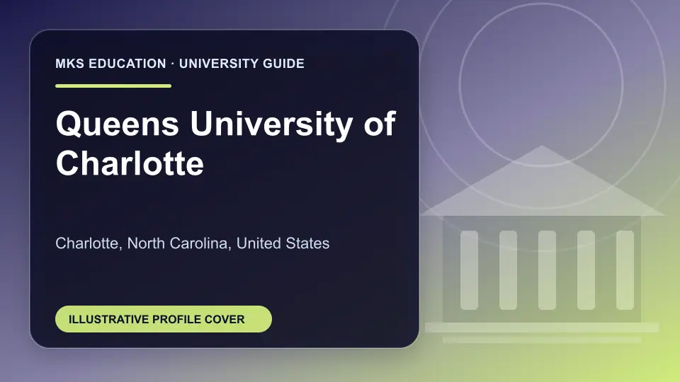 Illustrative MKS Education profile cover for Queens University of Charlotte in the USA