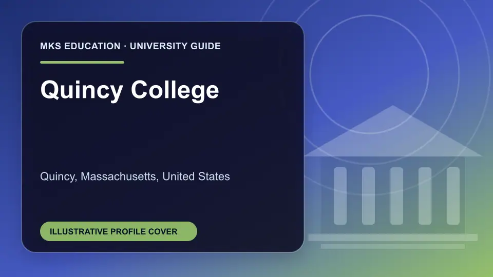 Illustrative MKS Education profile cover for Quincy College in the USA
