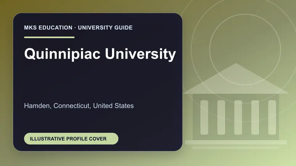 Illustrative MKS Education profile cover for Quinnipiac University in the USA