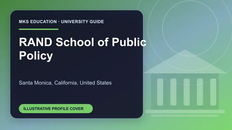 Illustrative MKS Education profile cover for RAND School of Public Policy in the USA