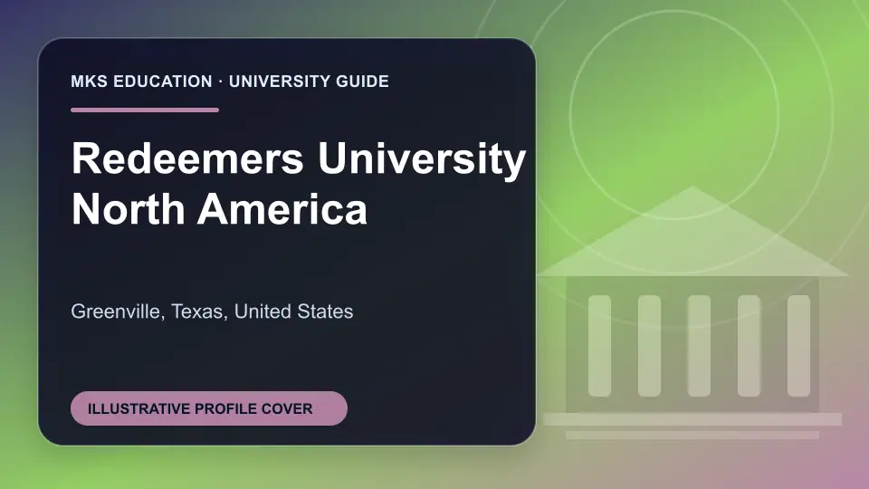 Illustrative MKS Education profile cover for Redeemers University North America in the USA