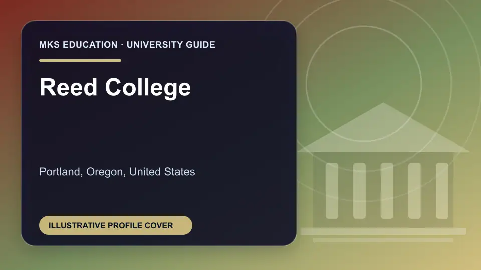 Illustrative MKS Education profile cover for Reed College in the USA