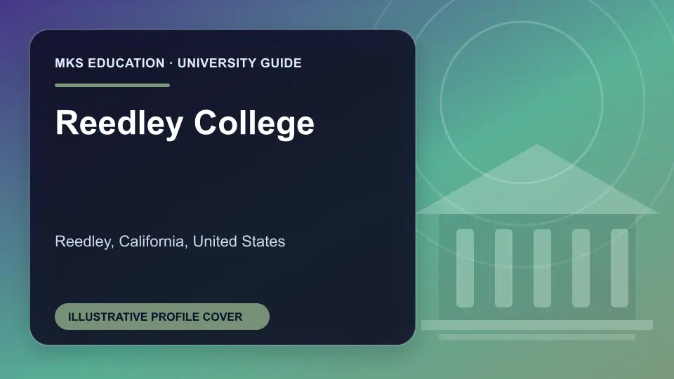 Illustrative MKS Education profile cover for Reedley College in the USA