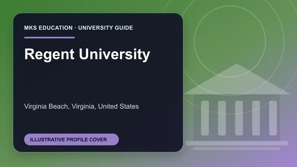 Illustrative MKS Education profile cover for Regent University in the USA