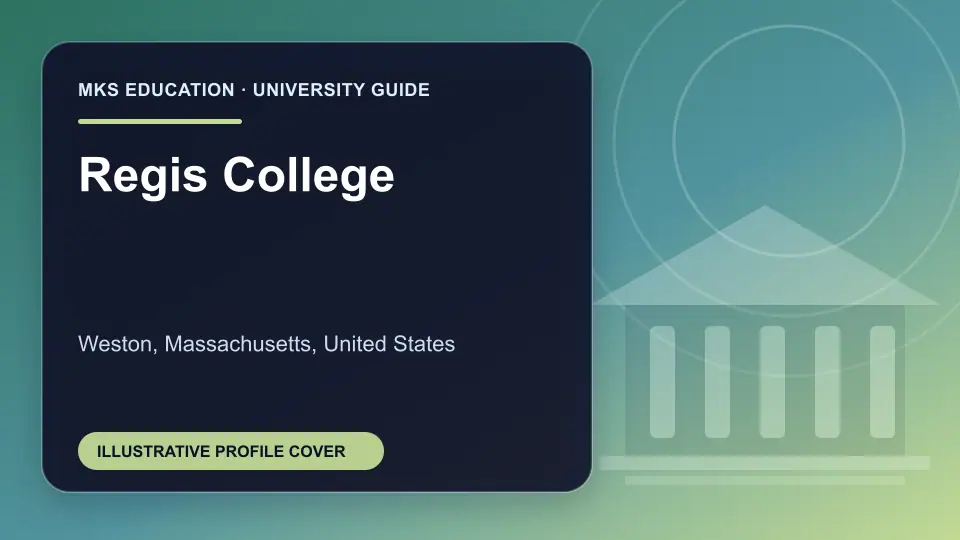 Illustrative MKS Education profile cover for Regis College in the USA