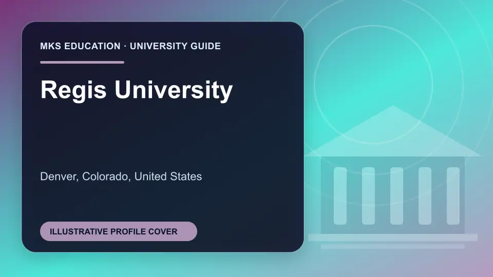 Illustrative MKS Education profile cover for Regis University in the USA