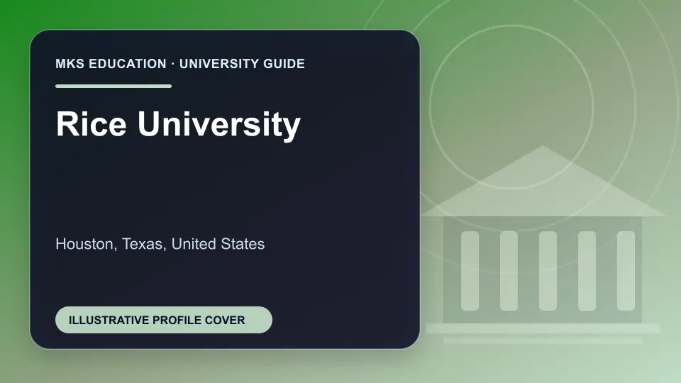Illustrative MKS Education profile cover for Rice University in the USA