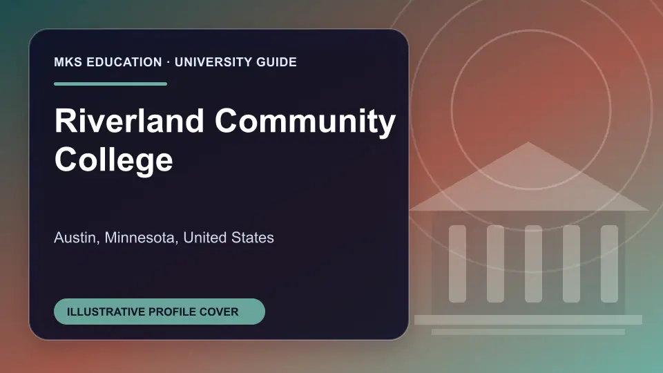 Illustrative MKS Education profile cover for Riverland Community College in the USA