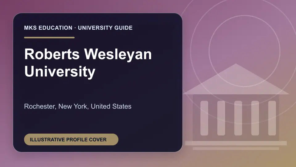 Illustrative MKS Education profile cover for Roberts Wesleyan University in the USA