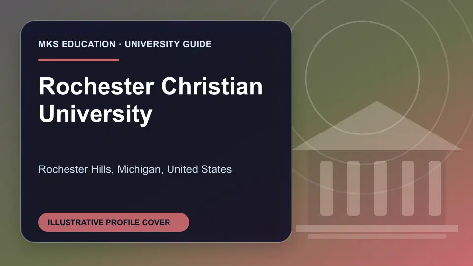 Illustrative MKS Education profile cover for Rochester Christian University in the USA