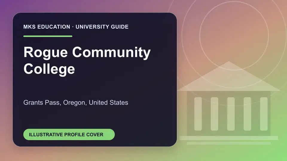 Illustrative MKS Education profile cover for Rogue Community College in the USA