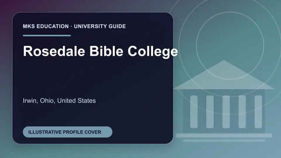 Illustrative MKS Education profile cover for Rosedale Bible College in the USA