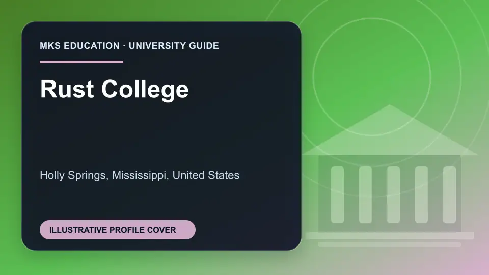 Illustrative MKS Education profile cover for Rust College in the USA