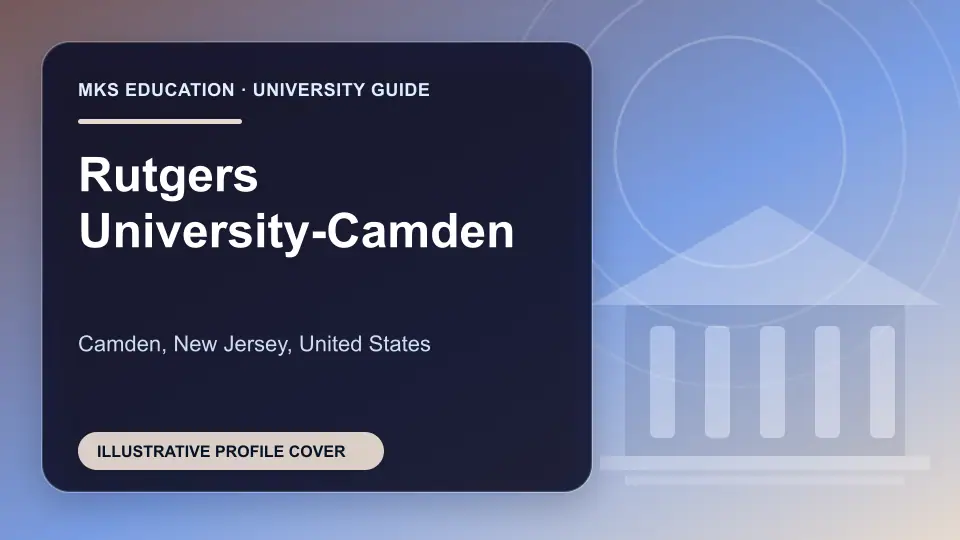Illustrative MKS Education profile cover for Rutgers University-Camden in the USA