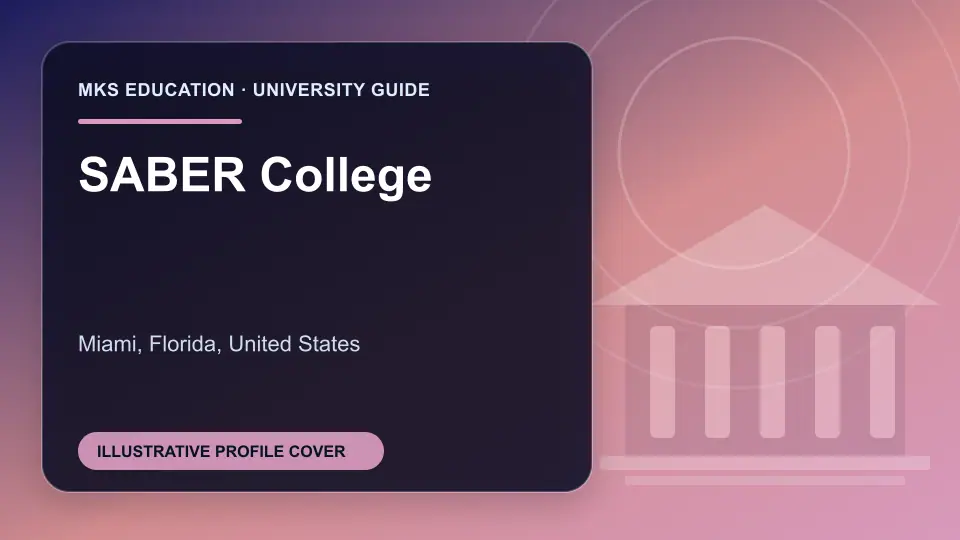 Illustrative MKS Education profile cover for SABER College in the USA