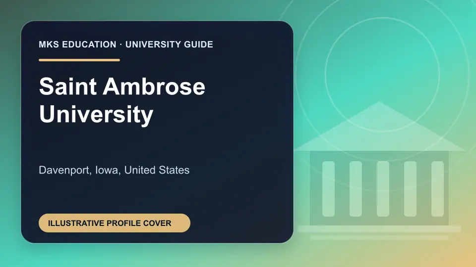 Illustrative MKS Education profile cover for Saint Ambrose University in the USA