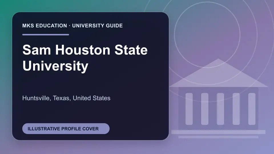 Illustrative MKS Education profile cover for Sam Houston State University in the USA